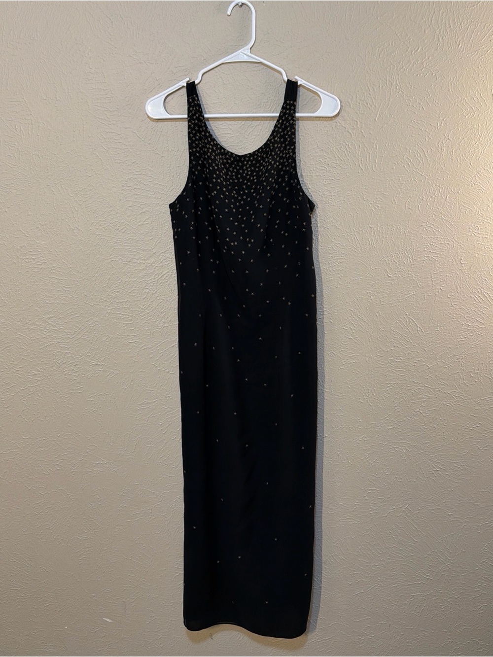 Black Embellished Tank Silk Evening Dress
